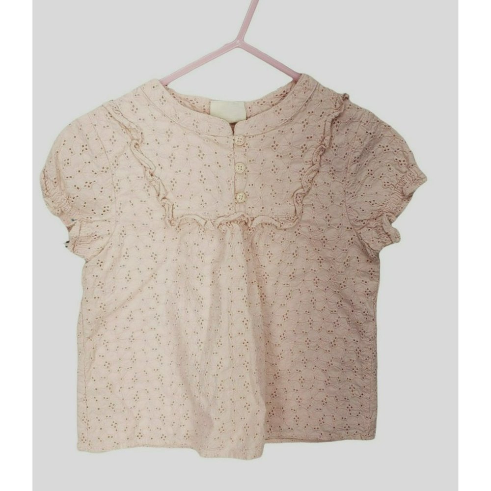 Mini Boden Pink‎ Lace Girls Blouse Shirt Size 4/5